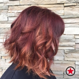 Plan B Kelowna Hair Salon | Burgundy hair colour with highlights by Cara